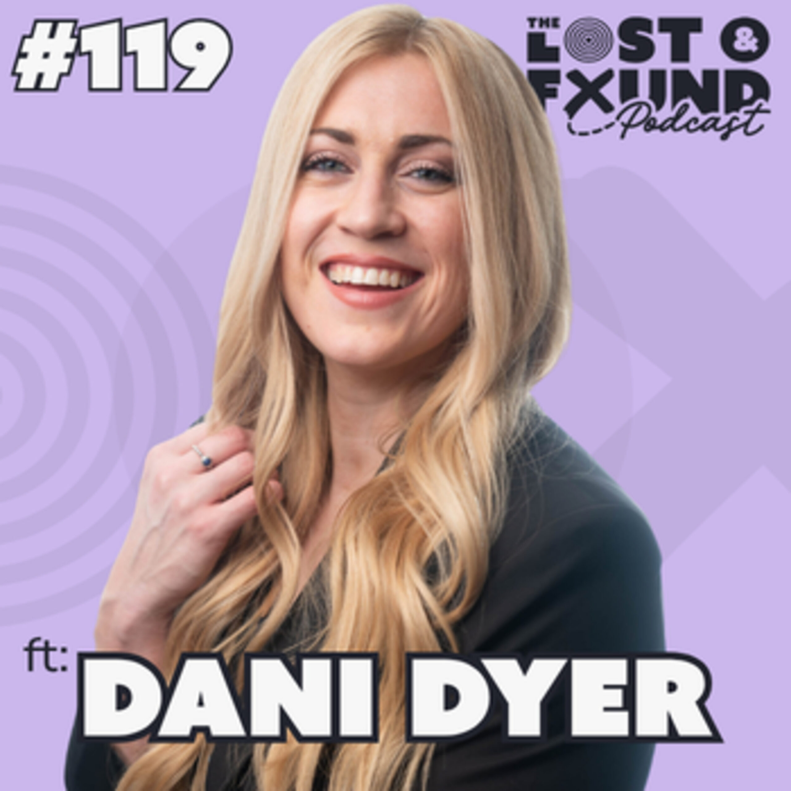 blonde woman in black suit on the cover of The Lost & Found Podcast